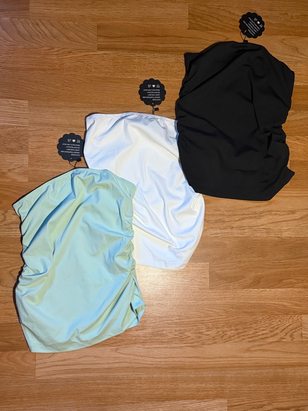 Everyday Strapless Crop Top Scrunched Sides - Black, White, Mint